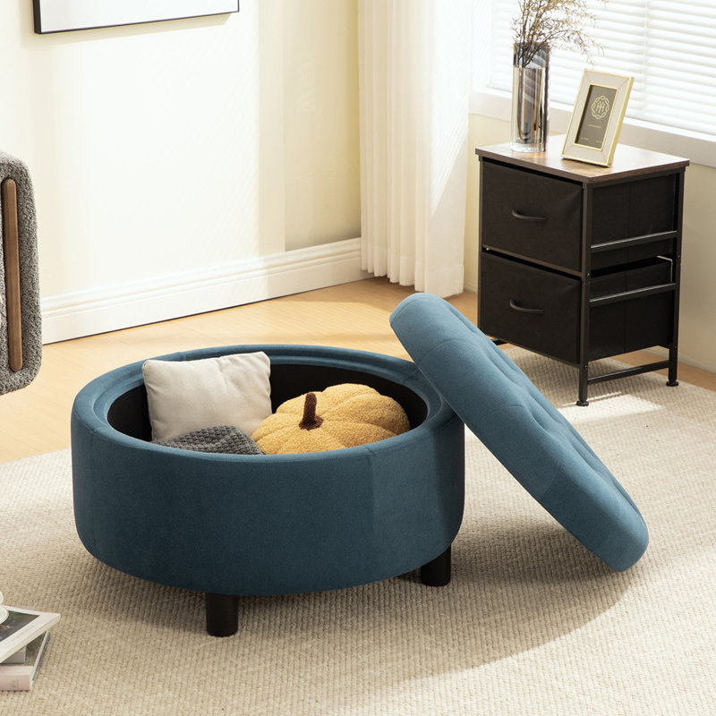 Repose-pieds avec boucle décorative tirée à la main, Bleu