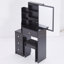 Petit meuble-lavabo à gauche avec tabouret rembourré-852836323