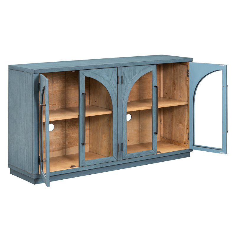 Buffet spacieux bleu marine pour la maison avec poignées en métal et aspect rétro exquis