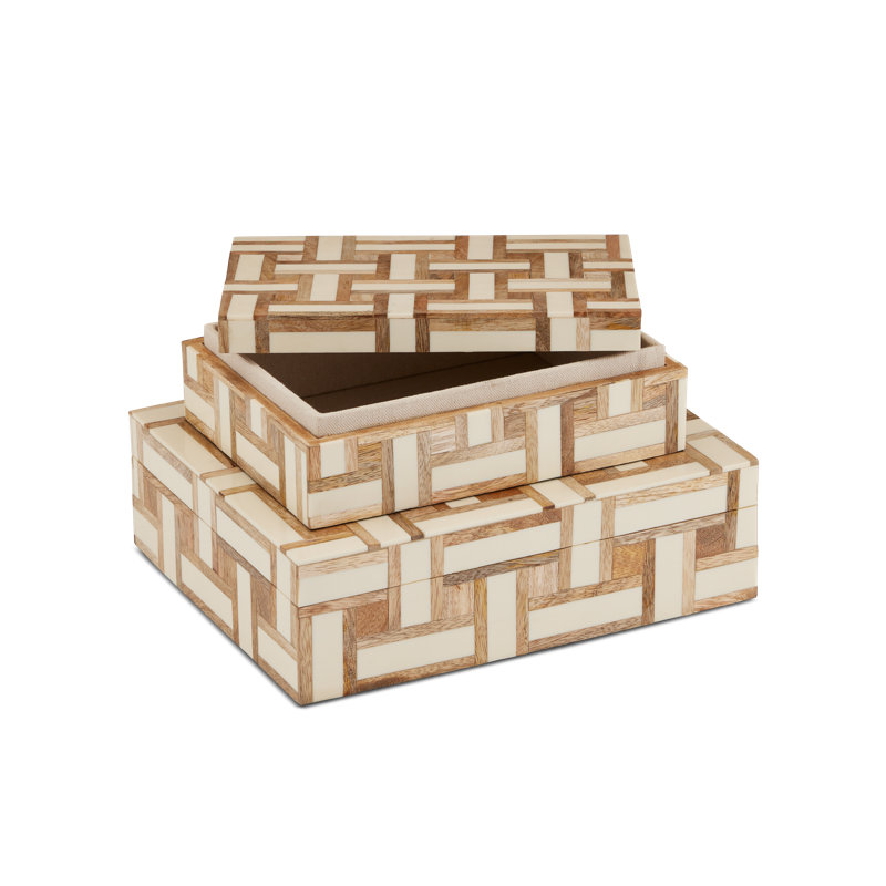 Aarna Cream Box Set Of 2, Cream 