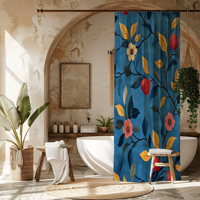Blue And Bold Floral Shower Curtain