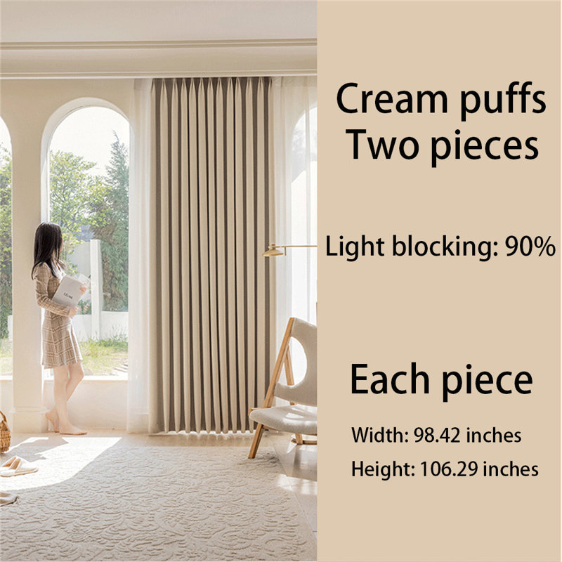 Chenille Room Darkening Curtain Panel Pair, Cream