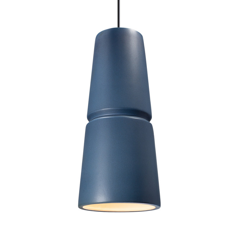 Luminaire suspendu conique à 1 lumière Logan, Laiton antique, Ciel à minuit, H 18 po x l 8 po x P 8 po