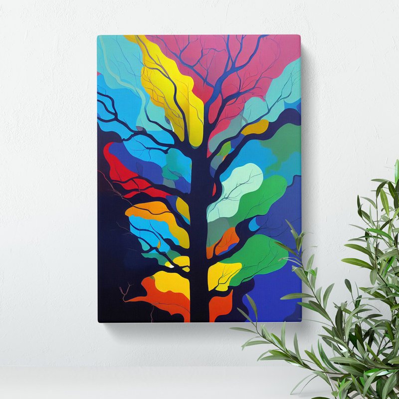 Colourful Abstract Tree No.1 - Wrapped Canvas, 76cm H x 50cm W