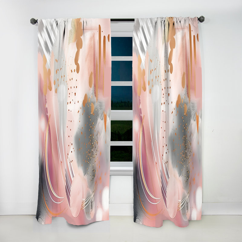 Bethesda - Rayures rose et or complexes II - Rideau moderne - Velours obscurcissant - 1 panneau, L 52 po x L 95 po