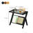 Solid Wood Side Table with Transparent Glass Top and Rattan Magazine Rack – End Table for Living Room & Bedroom-1199015912