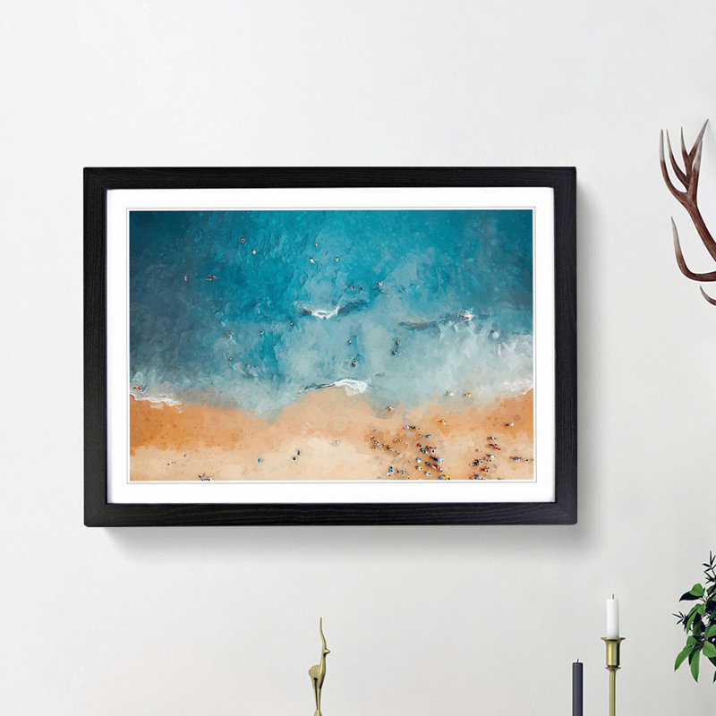 Busy Beach in Brazil - Picture Frame Graphic Art Print, Black Framed, 36cm H x 48cm W x 2cm D