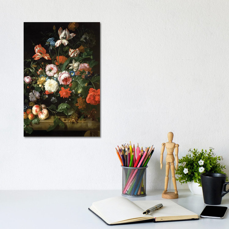 Still Life With Flowers by Rachel Ruysch - Wrapped Canvas Print, 20.32 cm H x 30.48 cm W