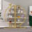 Round Bookcase, Home Office 4 Tier Bookshelf Open Freestanding Storage Shelf, MDF Board & Metal Frame