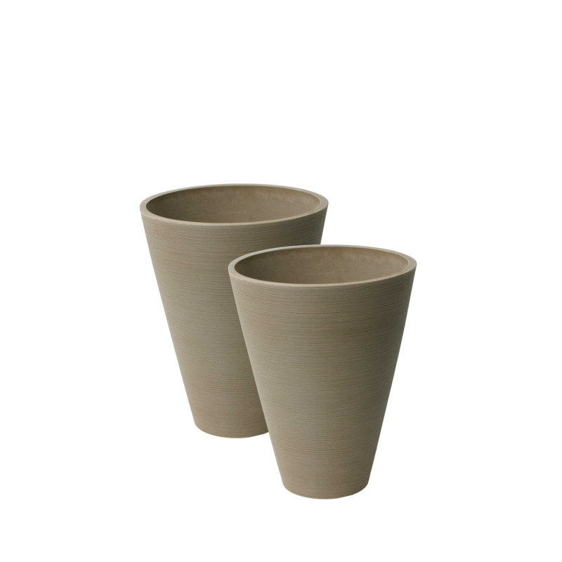Ensemble de pots à fleurs en tai, Taupe, H 14 po x l 11,4 po x P 11,4 po