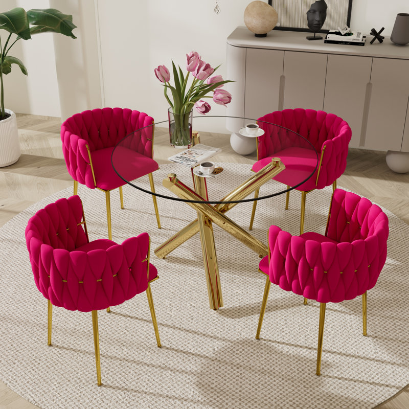 Ensemble de salle à manger Raykwan, H 29,5 po x L 39,37 po x l 39,37 po, Vert, Or