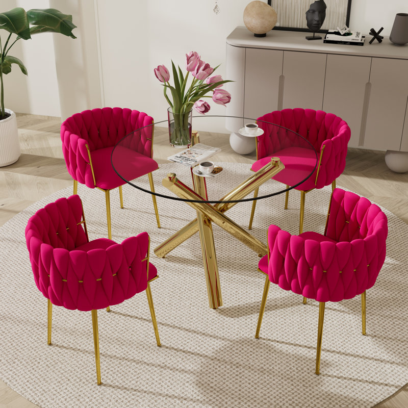 Ensemble de salle à manger Raykwan, H 29,5 po x L 39,37 po x l 39,37 po, Vert, Or