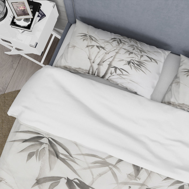 Ensemble de housse de couette traditionnel rétro en bambou monochrome II - microfibre de polyester