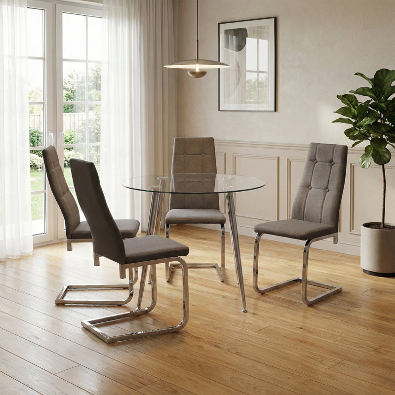 Hughston 47cm H Polyester Blend Upholstered Cantilever Chair