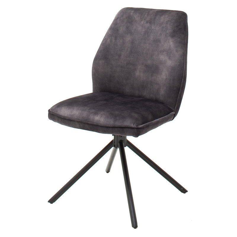 Lewellyn 50cm H Polyester Blend Upholstered Side Chair, Anthracite