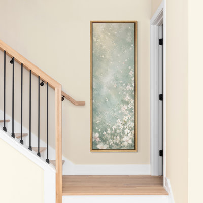Soft Green Cherry Blossom Floral Garden Wall Decor - Large Framed Canvas Master Bedroom Wall Art Print
