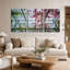 Fleurs roses sur verre de serre, ensemble de 3 toiles murales-399685960