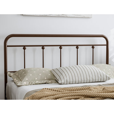  August Grove® Metal Queen Size Headboard, Adjustable Height, Farmhouse Victorian Style, Steel Headboard Only For Bedroom, Easy Assembly, Brown