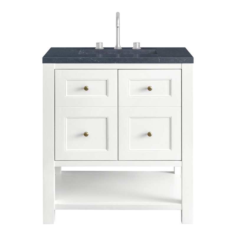 Breckenridge 30'' W Single Vanity, Charcoal Soapstone, Bright White, 8" Widespread