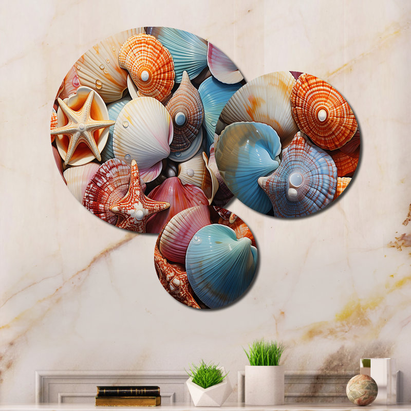 Colorful Pointillist Seashells III - Animals Living Room Set