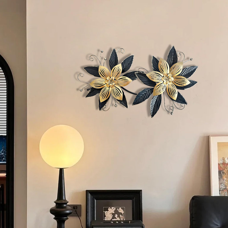 15" 3D Multi-layer Metal Flowers Wall Decor