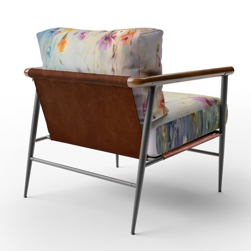 Wildflowers Blossoming Dreams - Chaise d'appoint rembourrée à motif floral, Noir