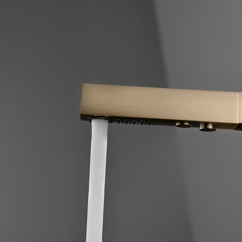 Solid Brass Bathroom Sink Faucets with Pull Down Sprayer, Adjustable Height for Free Rinsing Sink Faucet, Brushed Gold