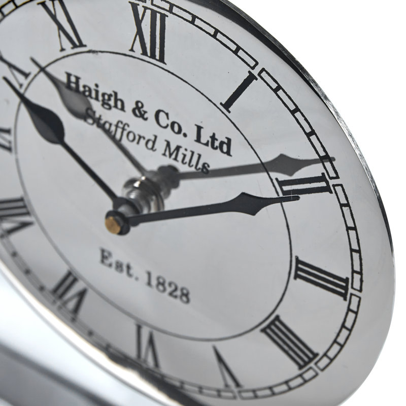 Roman Numeral Metal Electric Tabletop Clock, Silver