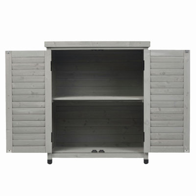 Potting Bench with Storage Cabinet and Metal Table Top for Outdoor Patio, Garden Furniture Wood Workstation Grey 31.5x17x36''