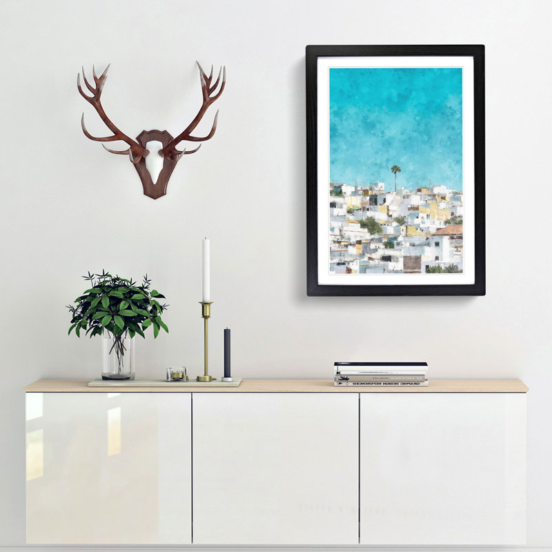 Rooftops in Montecorto Spain - Picture Frame Graphic Art Print, Black Framed, 87cm H x 62cm W x 2cm D