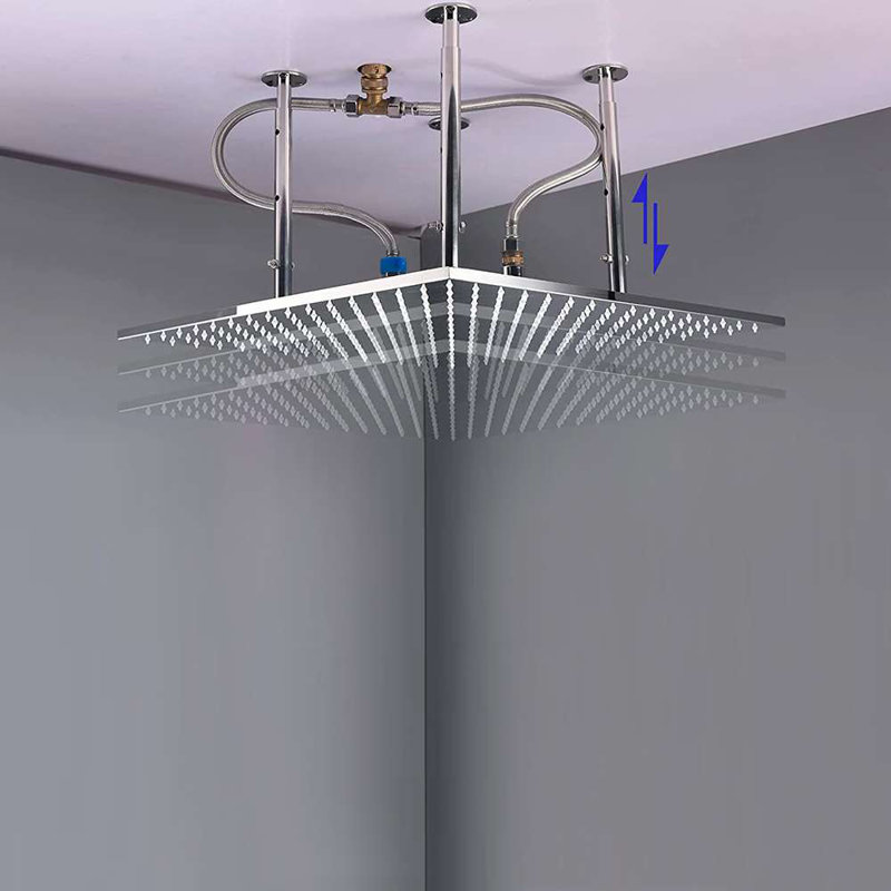 BathSelect Trieste 20" Digital Chrome LED Ceiling Mount Mist Rainfall Shower System with Handheld Shower