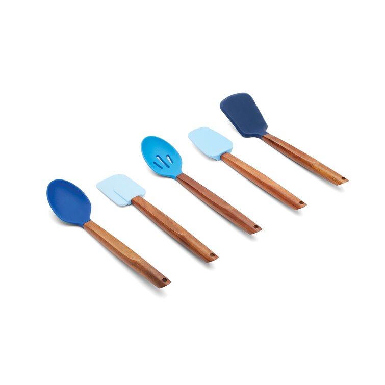 Kitchen Utensil Set, Nonstick Silicone with Wooden Handle and
