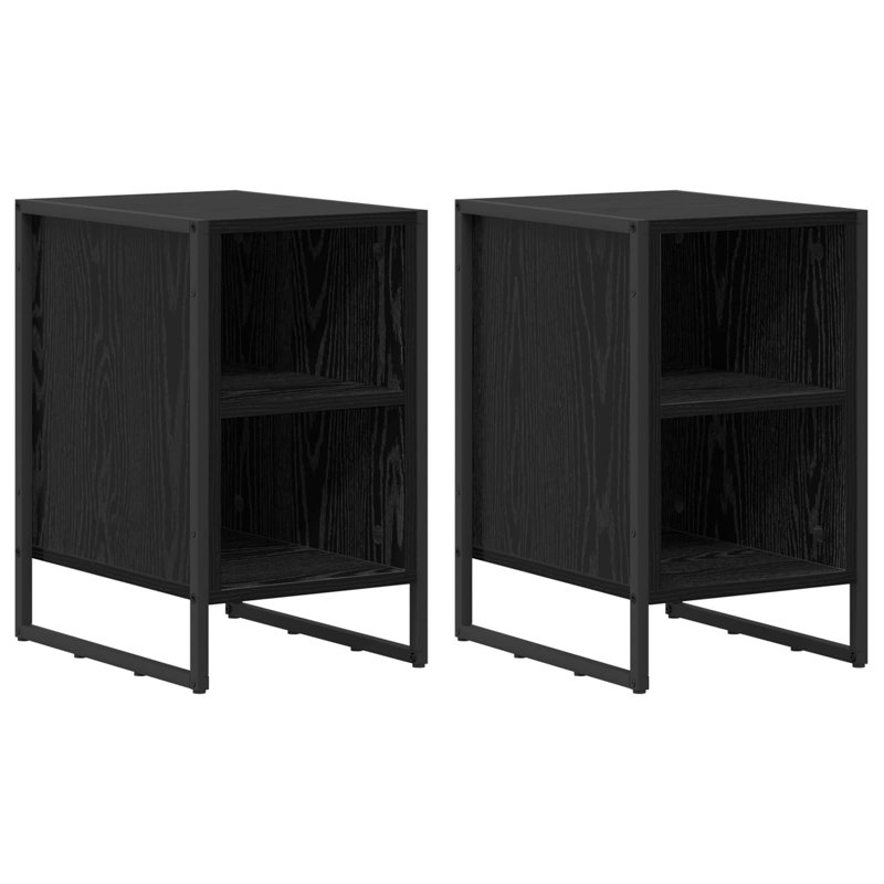 39.5cm W Manufactured Wood Bedside Table, Black Oak