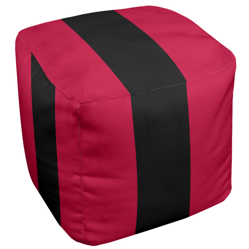 Repose-pieds cube new jersey college rayures, Rouge / noir / rouge