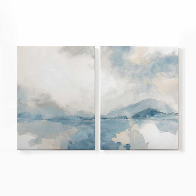 Misty Blue Reflections Wrapped Canvas, 40" H x 60" W , 1