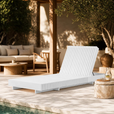 Chaise longue d'extérieur réglable en bois massif inclinable, chaise longue ergonomique durable, résistante aux intempéries