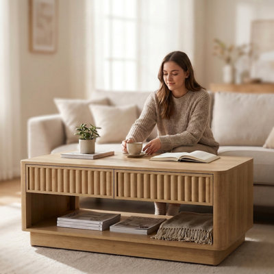 Cylora 45.6" Coffee Table with 2-Drawer