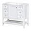 Meuble-lavabo 36 po avec lavabo, une armoire et trois tiroirs, panneau de bois massif et panneau de fibres à densité moyenne, blanc-1027048046
