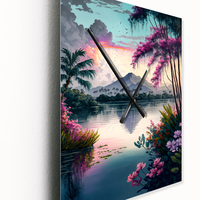 Jermarcus - Landscape Lake Modern Wall Clock, Grand