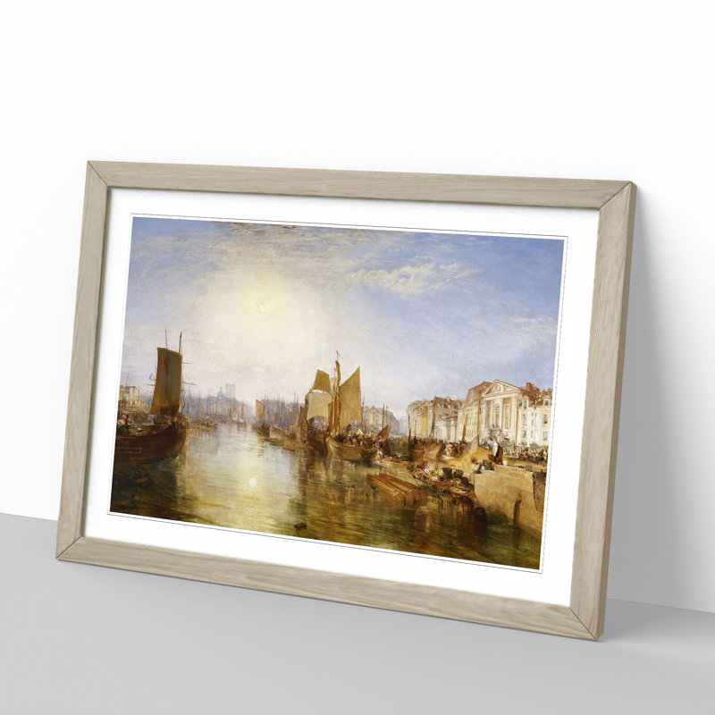 The Harbor of Dieppe by Joseph Mallord William Turner - Picture Frame Painting, Oak, 27cm H x 36cm W x 2cm D