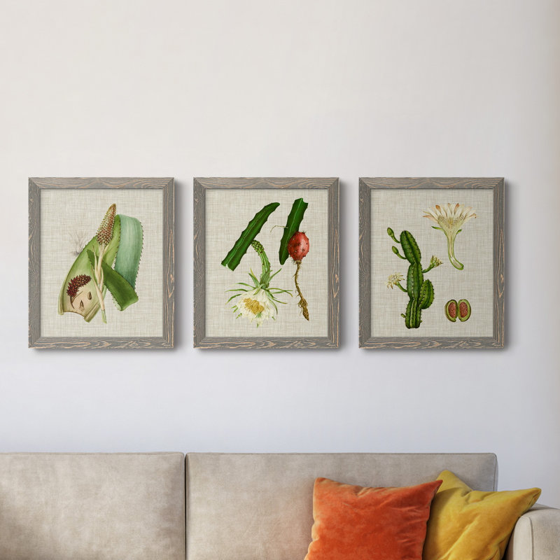 «Elegant Tropicals I», ensemble de 3 reproductions d'art sur toile, H 20 po x l 51 po x P 1,5 po, Gris
