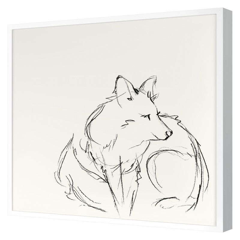 Fox Sketch 1 Print by Katie Todaro, 20" H x 20" W, White Framed