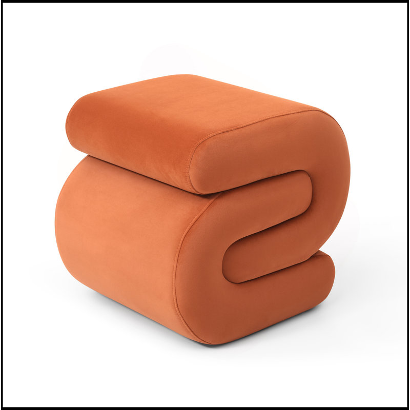 Repose-pieds moderne en tissu, repose-pieds polyvalent et élégant pour chaque pièce, Velours orange