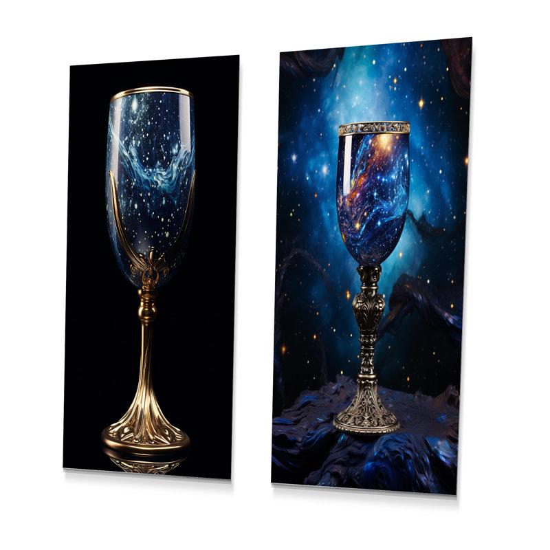 Verre gobelet en verre - ensemble de 2 impressions sur verre, H 28 po x l 24 po