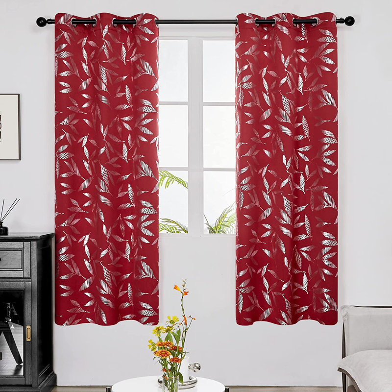 Polyester Room Darkening Curtain Pair, Red, 52" W x 95" L