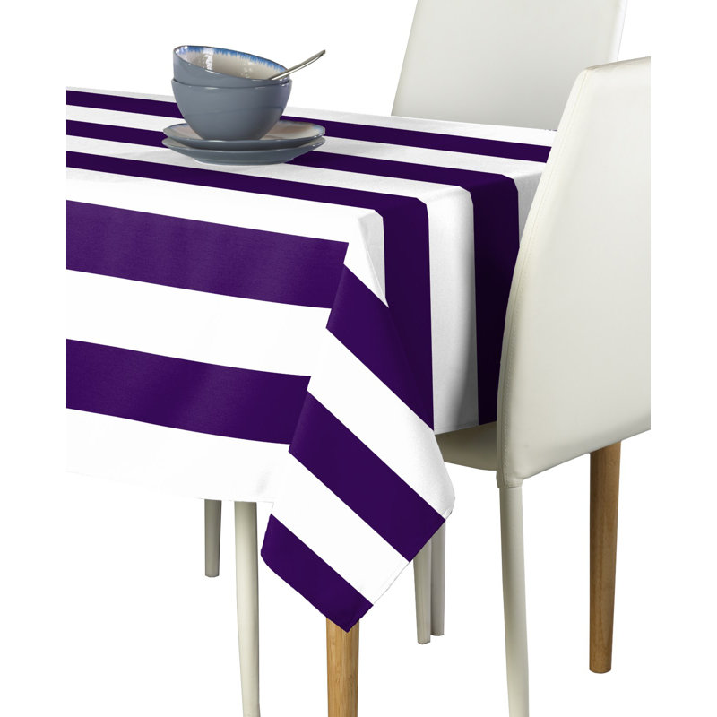 Milliken Signature Cotton Striped Tablecloth Rectangular Ervin Stripe, 120" L x 60" W, Purple