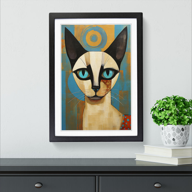 Siamese Cat Constructivism - Framed Print, Black Framed, 64cm H x 46cm W x 2cm D