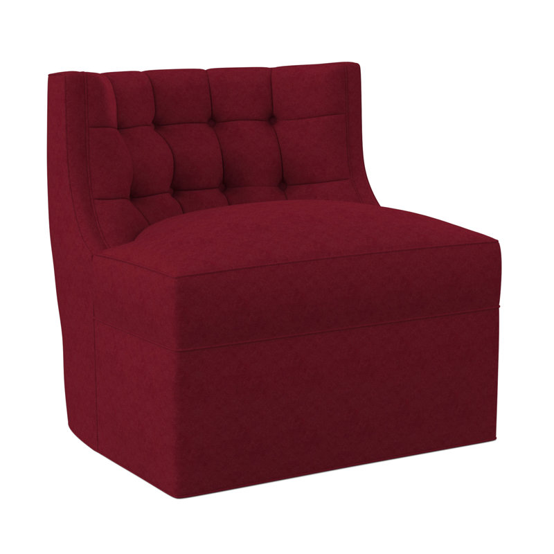 Social Swivel Tufted Slipper Chair, Margaret Lipstick Polyester Blend