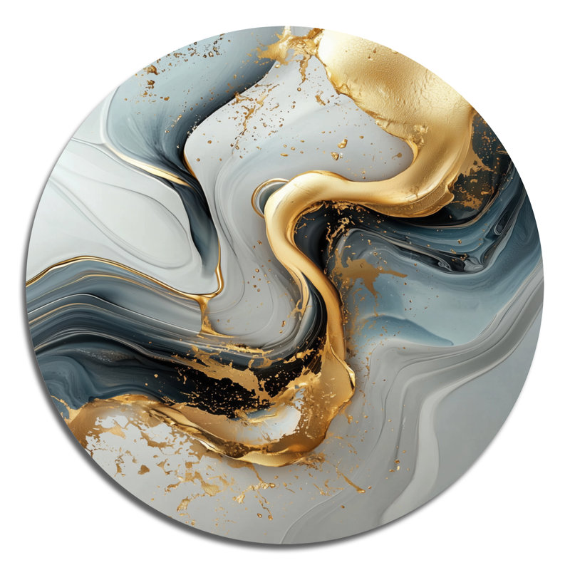 Tadeo - formes modernes, art mural rond en métal, H 23 po x l 23 po