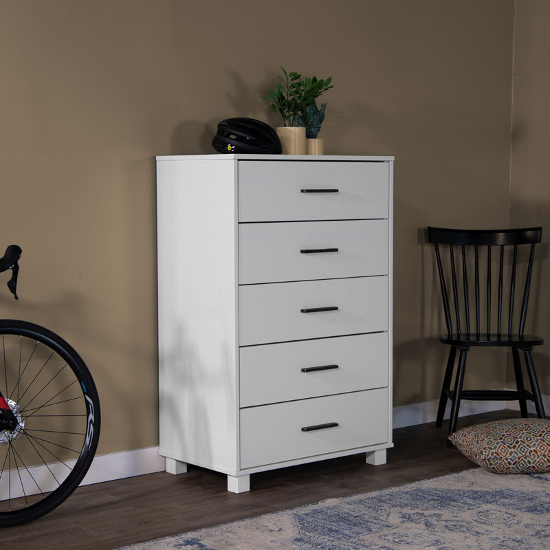 Commode 5 tiroirs l 31,75 po Loft, Blanc brossé